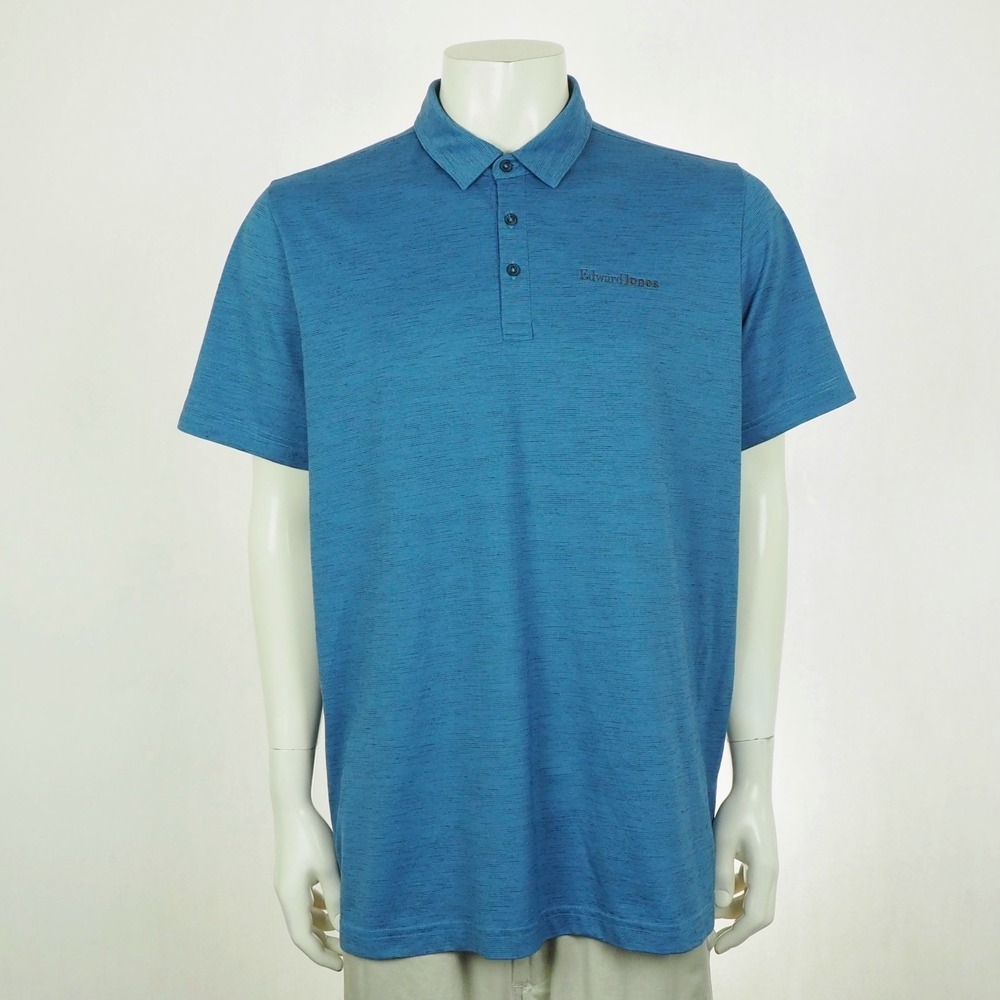 Travis Mathew Auckland Slub Golf Polo Shirt Mens Sz XL Heather Blue Edward Jones